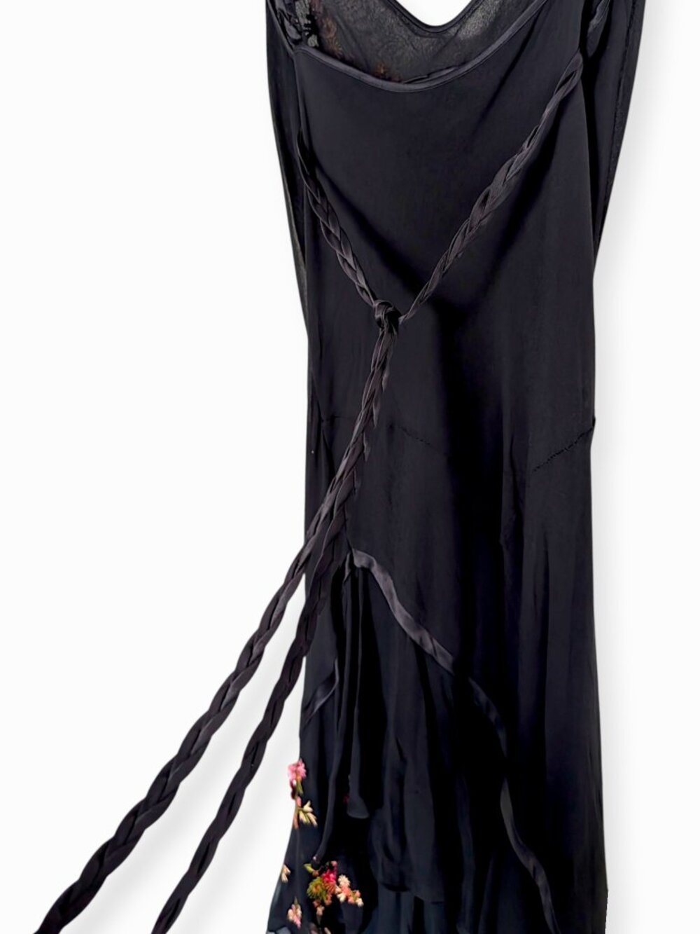 Betsey Johnson VTG 90s mesh overlay floral embroidery fairy goth mermaid dress 2 - Picture 11 of 13